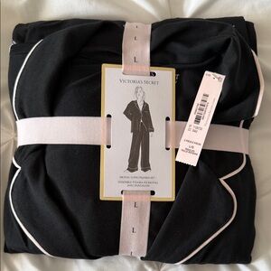 Victoria's Secret Black Pajama Set with White Piping